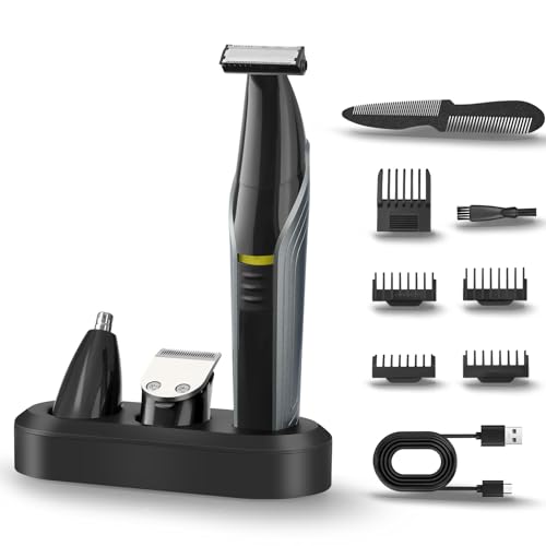 Electric Body Hair Trimmer for Men Women,Waterproof Ball/Groin Trimmer Pubic Body Shaver,100Mins Trimming Time,Wet/Dry Body Groomer with 3 Attachment Blade Heads for Beard Armpit Chest Bikini Leg Trim