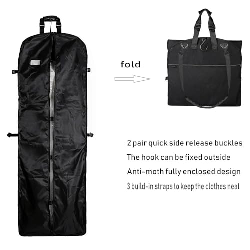Magictodoor 66" Versatile Travelling bags Wedding Dress Travel Garment Bag Tri-Fold Gown Length w/Hanging Hook Extra Pocket