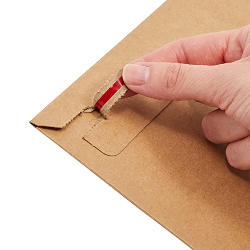 Juvale 25-Pack Stay Flat Rigid Cardboard Mailers 9 x 11.5 Inch - 450 GSM Brown Paper Comic Book Mailers Envelopes with Peel and Seal Closure for Mailing