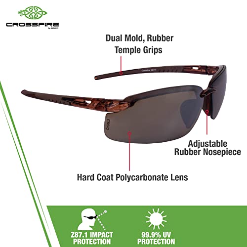 Crossfire 2964 Safety Glasses, Clear Lens/Pearl Gray Frame, One Size
