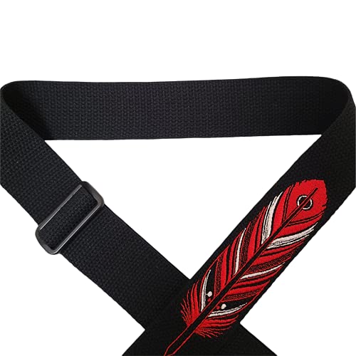 Henry Heller Guitar Strap (HDH-01), Black - Feather Design