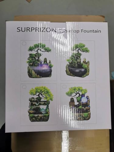 Indoor Relaxation Desktop Fountain Waterfall, Zen Meditation Indoor Waterfall Feature with Automatic Pump, Illuminated Waterfall for Home Office Bedroom Desk Décoration (Style 1)