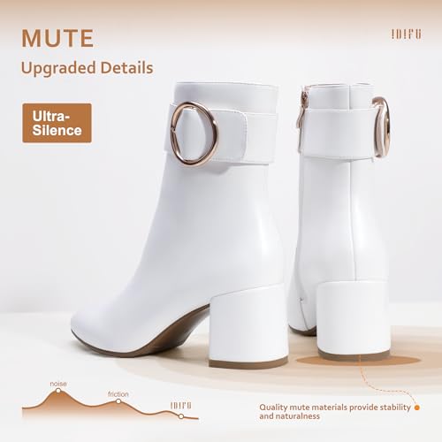 IDIFU Women Dressy Chunky Heel Ankle Boots Pointed Toe Metal Ring Zipper Short Booties -Need Half Size UP (Black Pu, 7)