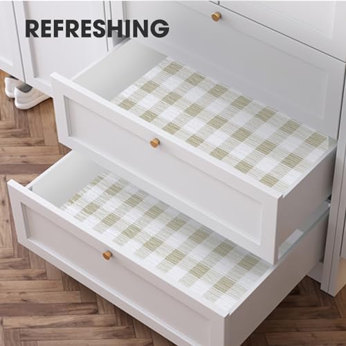Beautysaid Shelf and Drawer Liner for Ktichen Cabinet, Non Adhesive Non Slip Shelf Paper Waterproof Washable Thickened for Dresser Pantry Shelve Bathroom Protector Liner(Checkered,12 in x 20FT)