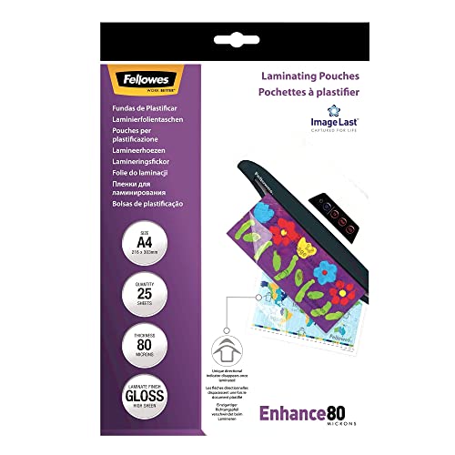 Fellowes ImageLast A4 80 Micron Laminating Pouch - (Pack of 25), Transparent