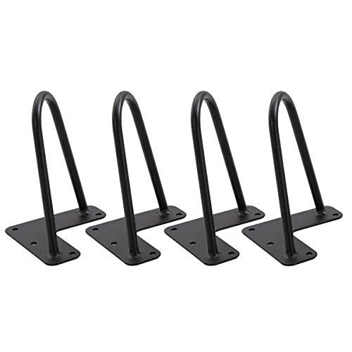 TE DEUM 6 inch Satin Black Hairpin Coffee Table Legs(Set of 4), Metal Heavy Duty Mid-Century Modern …
