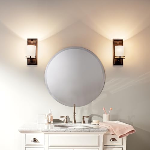 Kichler Hendrik 12" 1 Light Wall Sconce with Light Umber Etched Glass Olde Bronze®, 5.25"