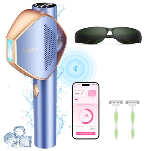 LUBEX Smart Permanent IPL Laser Hair Removal for Woman and Men, Painless Sapphire Ice-Cooling, Alternative to Salon, Bikini Shaver, Facial Epilator for Armpits Back Legs Arms Face Bikini Glow 6 A+