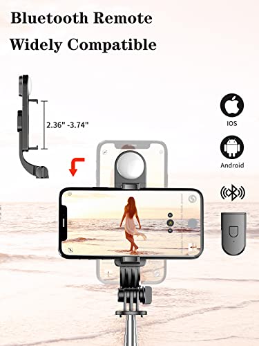 Selfie Stick Tripod with Wireless Remote, 46'' Cellphone Selfie Stick Tripod with LED Fill Light, for iPhone 15/14/14 pro/13/13 Pro/12/11/11 Pro/XS Max/XS/XR/X/8/7 and Android Smartphone(Upgrade)