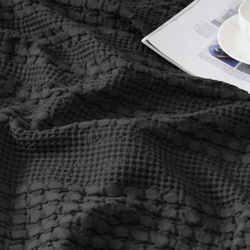 PHF 100% Cotton Waffle Pillowcases Queen Size, 2 Pack Soft Breathable Skin-Friendly Pillow Sham, Asthetic Decorative Waffle Weave Pillow Case Covers, 20" X 30", No Filling, Oatmeal