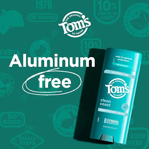 Tom’s of Maine Clean Coast Natural Deodorant for Men and Women, Aluminum Free, 3.25 oz (Pack of 2)