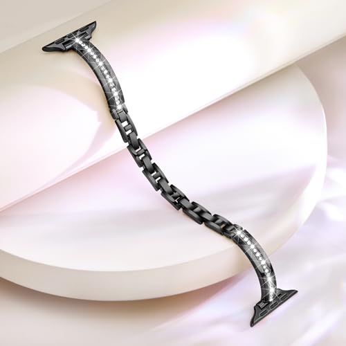 Missair Bands Compatible with Apple Watch Band 38mm 40mm 41mm 42mm 44mm 45mm 46mm 49mm for Women Girl, Slim Metal Dressy Jewelry Bracelet with Bling Diamond for iWatch Series 10 9 8 7 6 5 4 3 SE Ultra