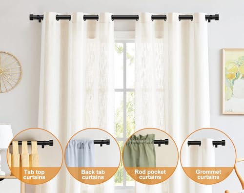 TONIAL Black Curtain Rod 16 to 30 Inch(1.3 to 2.5 ft), Telescoping Splicing 3/4 Curtain Rods for Windows, Single Short Drapery Rod with Round Cap Finial