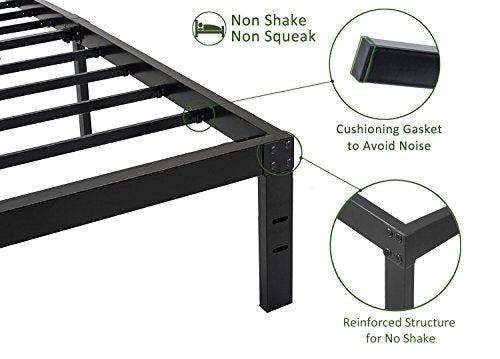 45MinST 14 Inch Platform Bed Frame/Easy Assembly Mattress Foundation / 3000lbs Heavy Duty Steel Slat/Noise Free/No Box Spring Needed, Twin