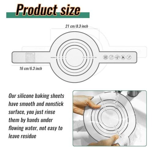 Patelai 2 Pieces Silicone Baking Mat for Dutch Oven Bread Non-stick Mat with Long Handle 8.3 Inch Reusable Silicone Baking Sheets Heat Resistant Bread Pad for Dough Pastry(Blue)