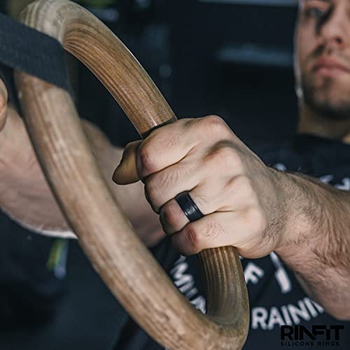Rinfit Silicone Rings for Men - Mens Silicone Wedding Band - Infinity Silicone Ring Men - Rubber Wedding Rings - Patented Design - SetL, Size 8