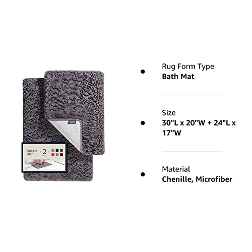 BELADOR Bathroom Rugs Sets 2 Piece- Plush Bath Mat Set Quick-Dry Soft Chenille Bathroom Mat with Rubber Backing, Absorbent Bathroom Rug Set, Washable Bath Rugs for Bathroom- Bath Mats 24x17 + 30x20