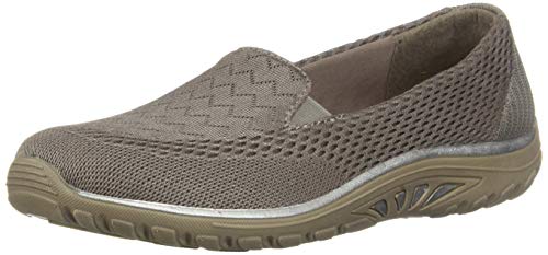 Skechers Women's Reggae Fest-Willows-Wide Loafer Flat, Dark Taupe, 6 W US