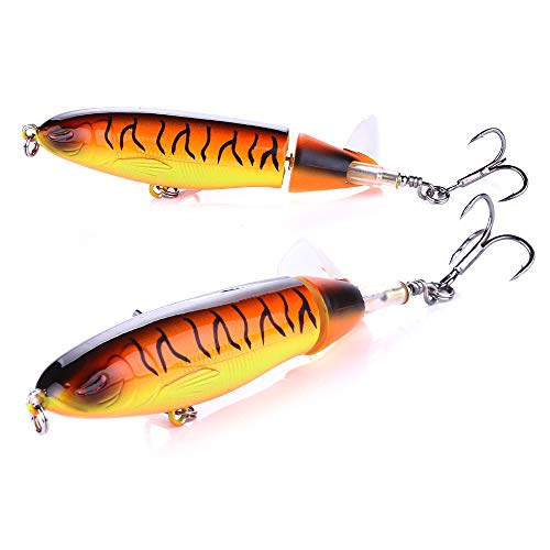 HENGJIA Fishing Lure for Bass, Whopper Lure Plopper Lures Kit for Bass Trout, Topwater Lures with Floating Rotating Tail for Freshwater Saltwater