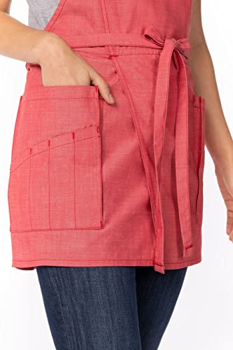 Chef Works Unisex Medford Short Bib Apron, Coral, One Size