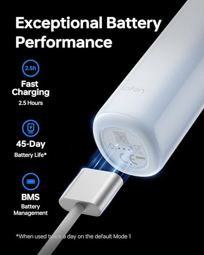 Laifen Wave Electric Toothbrush, Oscillation & Vibration Sonic Electric Toothbrush for Adults with 3 Brush Heads, IPX7 Waterproof Magnetic Rechargeable Travel Powered Toothbrush (Blue ABS)