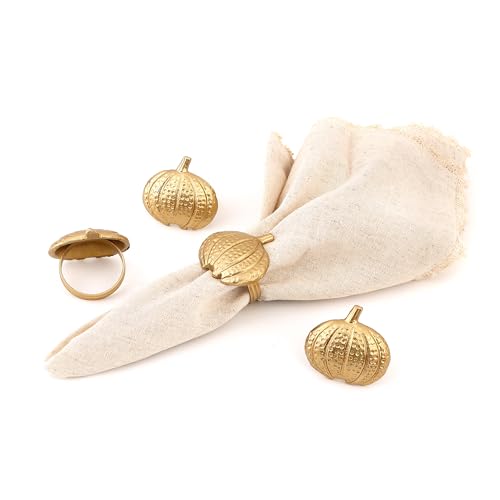Napkin Rings Set of 12 Rustic Metal Napkin Rings Boho Leaf Glass Bead Farmhouse Spring Fall Napkin Ring Holder for Family Dining Banquet Wedding Christmas Easter Holiday Table Décor - Golden