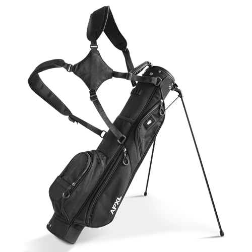Small Golf Bag, 3 Divider Fit Up to 8 Clubs, Golf Stand Bag with Rain Cover, Easy to Carry and Durable Pitch n Putt Golf Bag, Lightweight Golf Bag with Strap and Stand for Men n Women