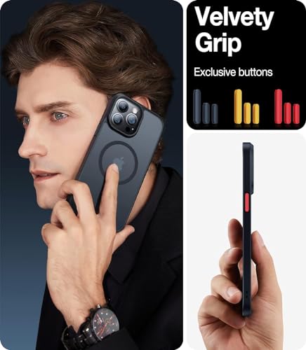 TORRAS Stronger Magnetic for iPhone 13 Pro Case, 12FT Military Grade Drop Tested, Compatible with MagSafe, Slim Protective Matte Silicone for iPhone 13 Pro Phone Case 6.1'', Translucent Black