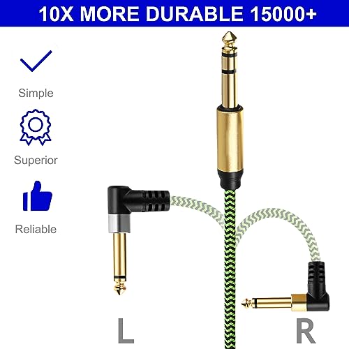 TAISUSAN 1/8 Stereo to Dual 1/4 Mono Cable 3ft, 3.5mm to Dual 1/4 Cable, 1/8 inch TRS Stereo to Dual 1/4 inch TRS Splitter