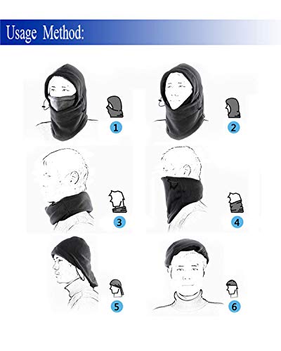 Purjoy Multipurpose Use Thermal Warm Fleece Balaclava Hood Police Swat Ski Bike Wind Stopper Full Face Mask Hats Neck Warmer Outdoor Winter Sports Snowboarding Cap (Black+Grey)