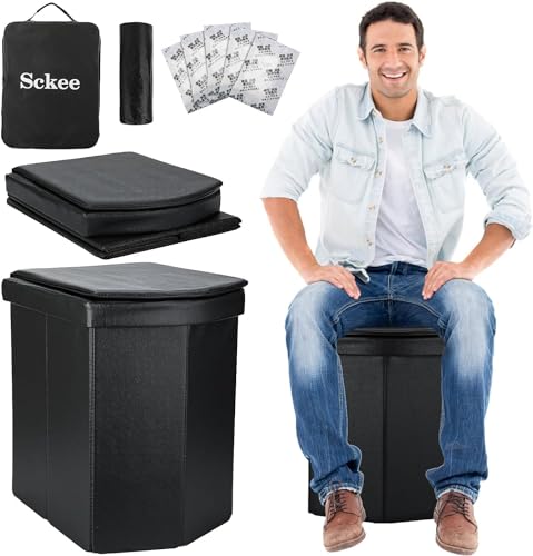 Portable Toilet for Adults, XL Portable Toilet for Camping, 16.5'' Camping Toilet with Lid, Camp Toilet with Handbag, Travel Potty for Camping, Hiking, RoadTrip, Car, Tent, Truck Drivers