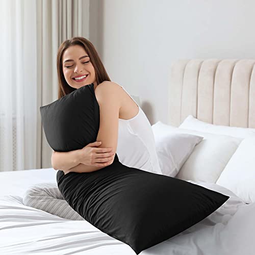 WhatsBedding Memory Foam Body Pillow with Breathable Zippered Cotton Cover, Full Body Pillow for Adults, Long Pillow for Sleeping, Firm Body Pillow Breathable Fluffy Supportive - Orange