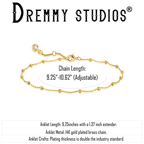 Dremmy Studios Dainty Silver Anklet for Women, Adjustable Silver Plated Layered Bar Chain Ankle Braceelts Handmade Boho Anklet Beach Jewelry for Women