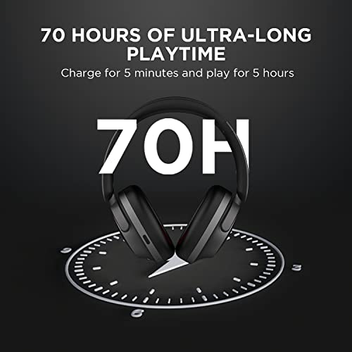 1MORE SonoFlow Active Noise Cancelling Headphones, Bluetooth Headphones with LDAC for Hi-Res Wireless Audio, 70H Playtime, Clear Calls, Preset EQ Via App, Blue