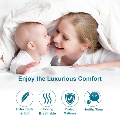 CHOKIT Premium 2100 Series Twin XL Mattress Topper College Dorm Extra Thick Mattress Pad Cover, 400TC Soft Plush Pillow Top for Back Pain, Cooling Breathable 5D Snow Down Alternative Fill