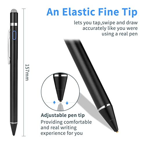 Evach Active Stylus Digital Pen with Ultra Fine Tip Stylus for iPad iPhone Samsung Tablets, Compatible with Apple Pen,Stylus Pen for iPad Pro, Black
