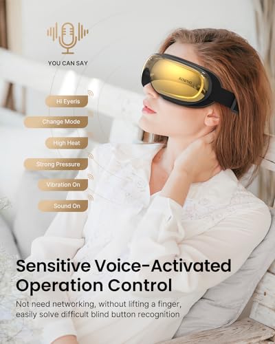 RENPHO FSA/HSA Eligible Eye Massager with Heat and Cooling,Eyeris 3 Voice Controlled Eye Massager, Heated Eye Mask with DIY Massage Setting,Music Eye Care Devices for Relax,Gift for Men/Women