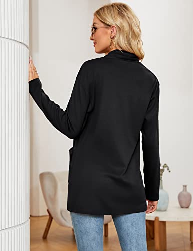 Womens Cardigan Lightweight Dressy Casual Soft Drape Long Sleeve Open Front Summer Cardigan Sweaters with Pockets Orange M