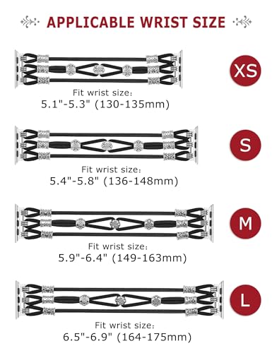 TOYOUTHS Beaded Bracelet Compatible with Apple Watch Band 41mm 40mm 38mm Women, Boho Braided Slim Elastic Western Stretchy Solo Loop Dressy Nylon Strap for iWatch Series 9/SE/8/7/6/5/4/3/2/1, XS