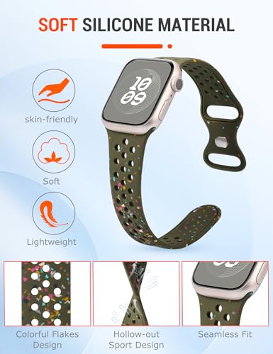 W-RARA Sport Band Compatible with Apple Watch Band 38mm 40mm 41mm 42mm 44mm 45mm 49mm for Women Men, made from Recycled Plastic - Soft Breathable Strap for iWatch Series SE 9 8 7 6 5 4 3 2 1 Ultra 1 2