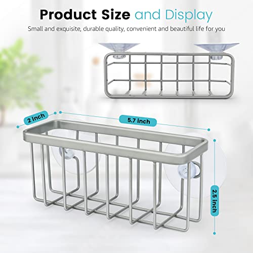 HLOOL Sponge Holder for Kitchen Sink, Kitchen Sink Sponge Holder, Kitchen Sink Caddy,Dish Sponge Holder (Mat Silver)