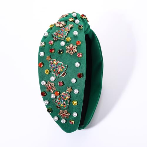 boderier Christmas Headbands for Women Silver Rhinestone Snowflake Headband Crystal Wide Knotted Headband Xmas Holiday Hair Accessories Gifts (Silver Rhinestone Snowflake)