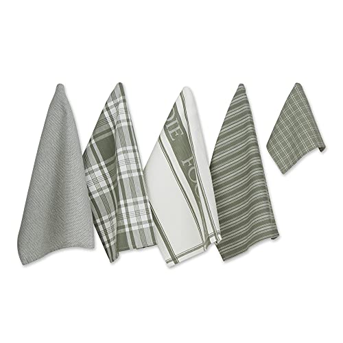 DII Everyday Collection Foodie Kitchen Set, Dishtowel & Dishcloth, Mineral, 5 Piece