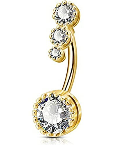 OUFER 14G Navel Rings for Women 316L Surgical Steel Belly Button Rings Clear CZ Belly Navel Piercing Jewelry