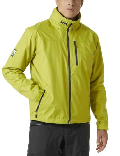 Helly Hansen Men's Crew Hooded Midlayer Fleece Lined Waterproof Raincoat Jacket, 853 Grey Fog, XX-Large