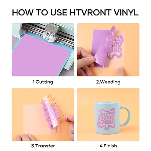 HTVRONT Permanent Adhesive Vinyl Sheets for Cricut Machine, 40 Sheets 12" x 12" Permanent Vinyl Bundle for Cups, Decals, Craft Projects