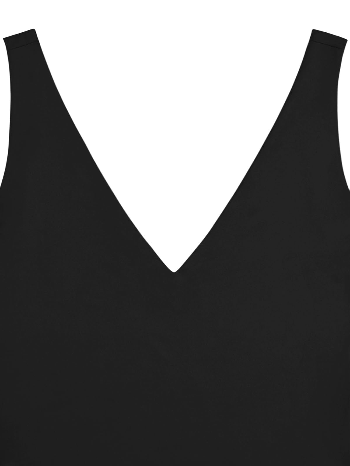 REORIA Women's Summer Sexy Plunge Deep V Neck Double Lined Sleeveless Backless Slim Fitted Cami Camisole Going Out Cropped Tank Top Trendy Basic Crop Tops Black Small