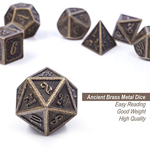 Metal DND Dice, DNDND 7 PCS Glow in The Dark Metallic D&D Dice Set with Grogeous Gift Case for Dungeons and Dragon Tabletop Game (Glow in The Dark Pink)