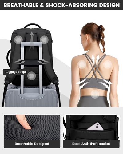 LOVEVOOK Travel Backpack For Women,40L Carry On Backpack Flight Approved,TSA Personal Item Travel Bag Fits 17 Inch Laptop,Business Weekender Overnight Daypack with Toiletry Bag and 2 Packing Cubes
