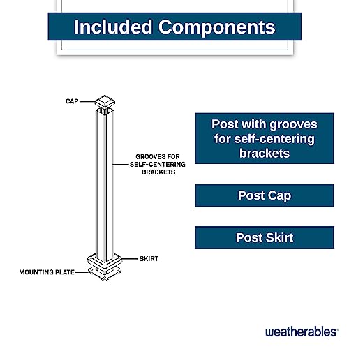 Weatherables Stanford Railing Post Kit Aluminum Post Kit for Stanford Railing, Made with Durable & Low-Maintenance Black Textured Powder-Coat Finish (2.5 in. x 2.5 in. x 39 in.)